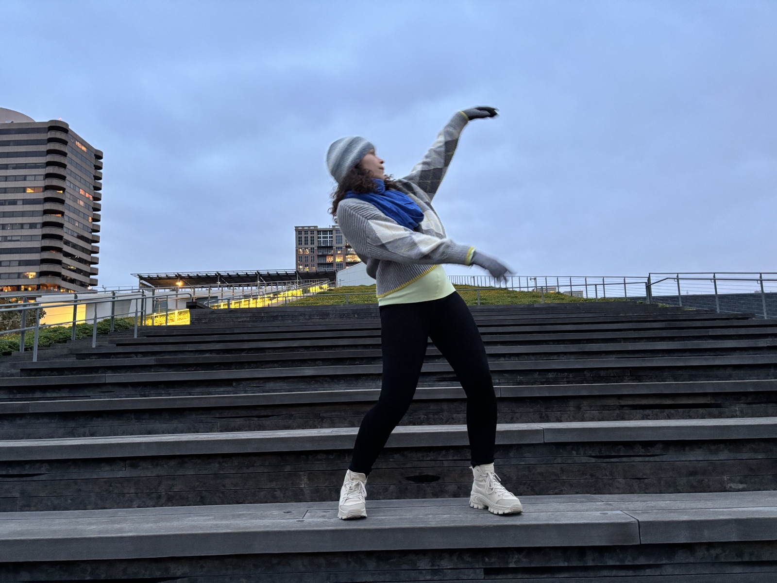 Leticia mid-movement outdoors